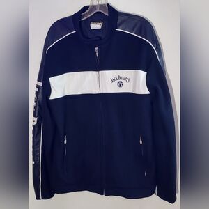 Jack Daniels Leather / Wool Black and White Bomber Jacket By Bishop